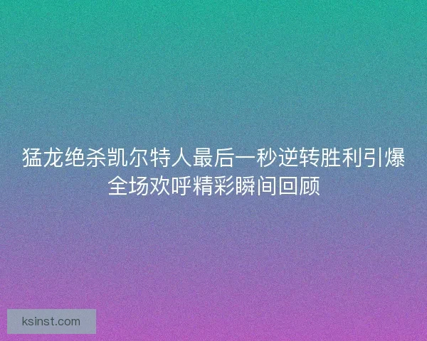 猛龙绝杀凯尔特人最后一秒逆转胜利引爆全场欢呼精彩瞬间回顾